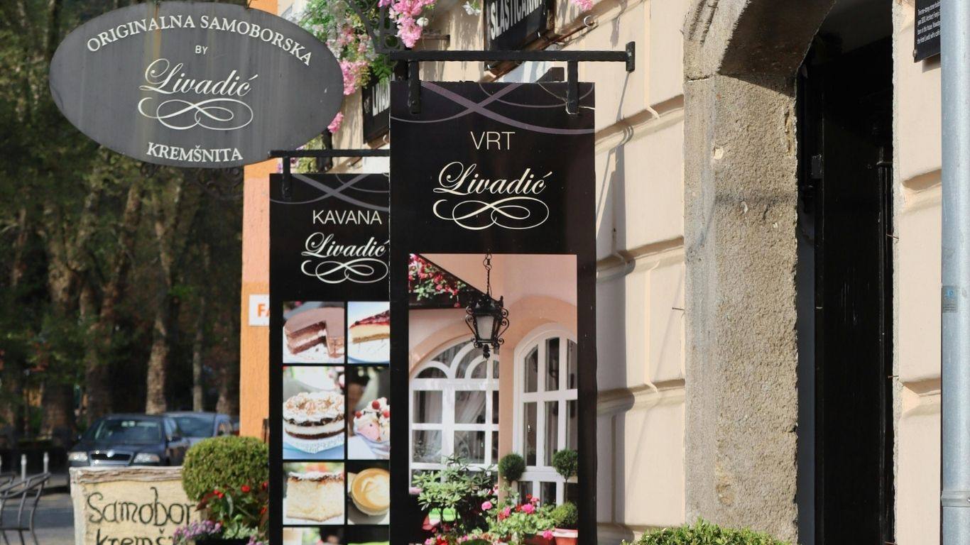 Café and pastry shop frontage in Samobor