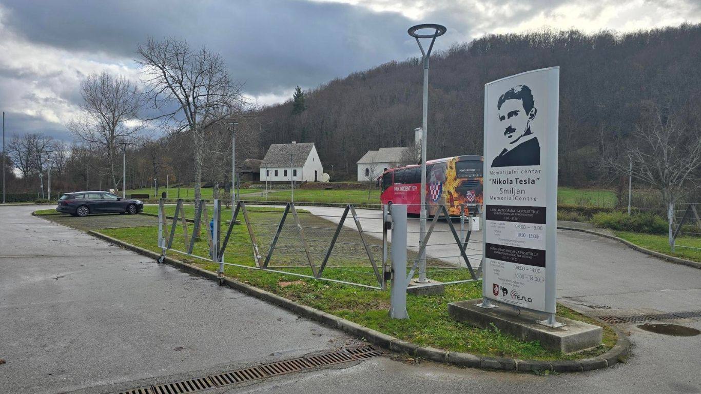 Outdoor exhibits at the Nikola Tesla Memorial Centre in Smiljan